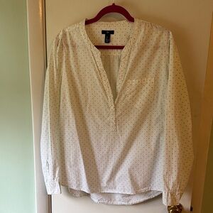 Gap White Polka Dot Women's popover blouse